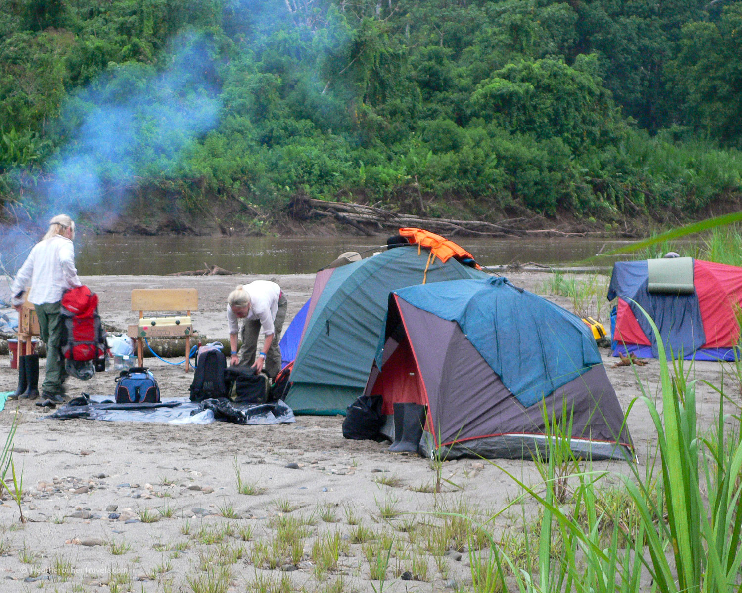 Our camp on a sandbank, Rio Bobonaza