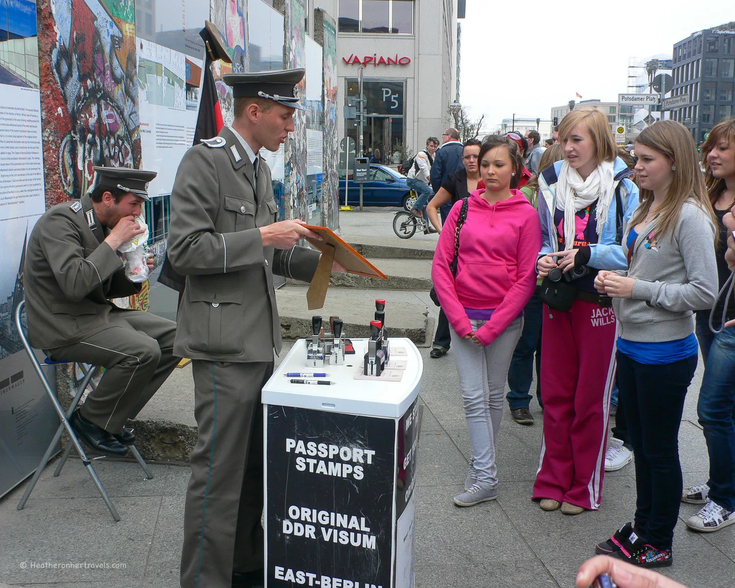Getting our passports stamped at Potsdamer Platz