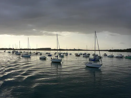 Sailing boats in the early morning in the Gulf of Morbihan