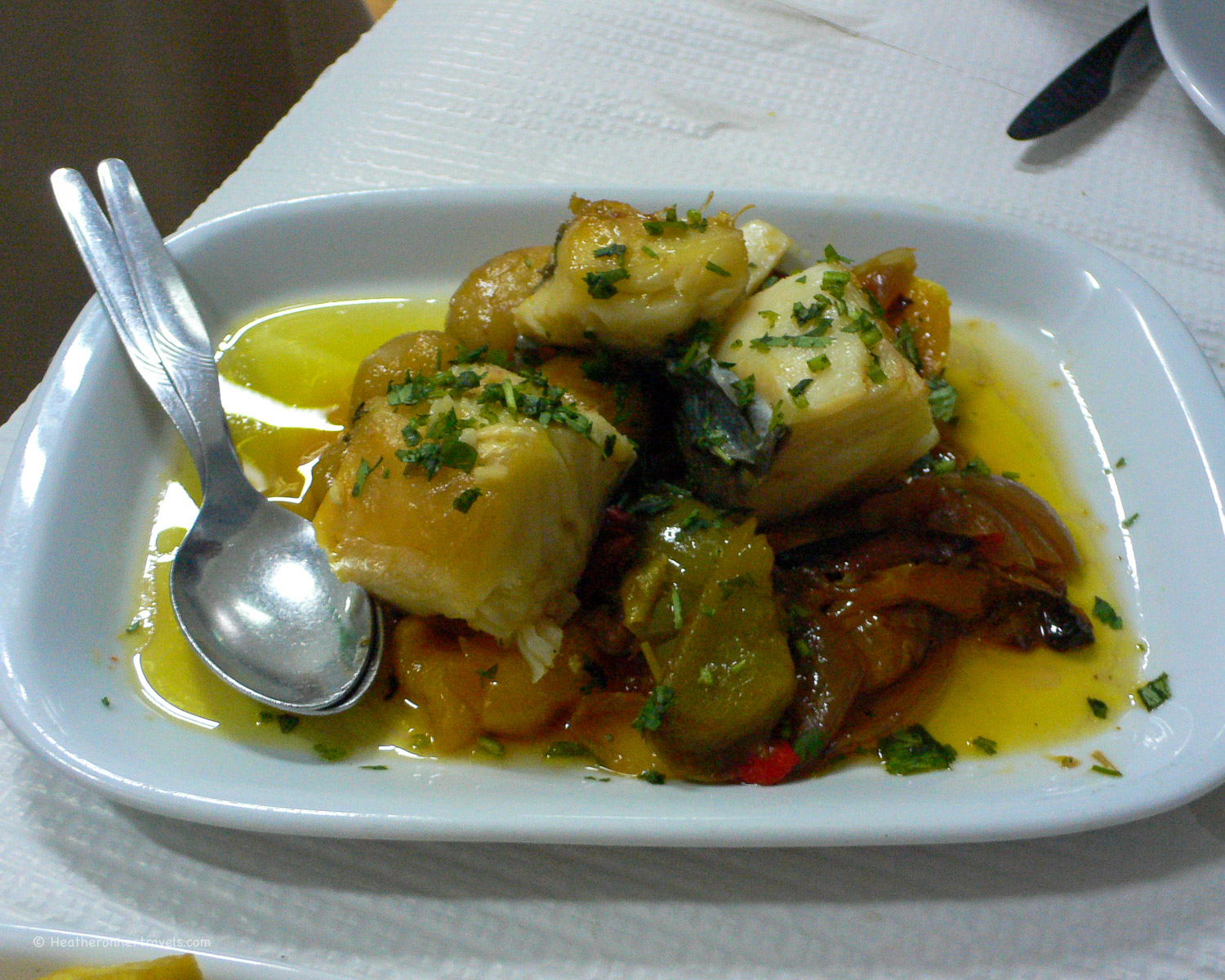 Salt cod with sweet peppers at Casa do Alentejo