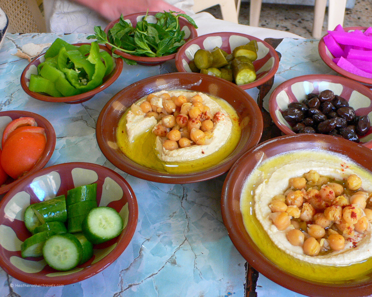Chick peas and mezze in Sidon