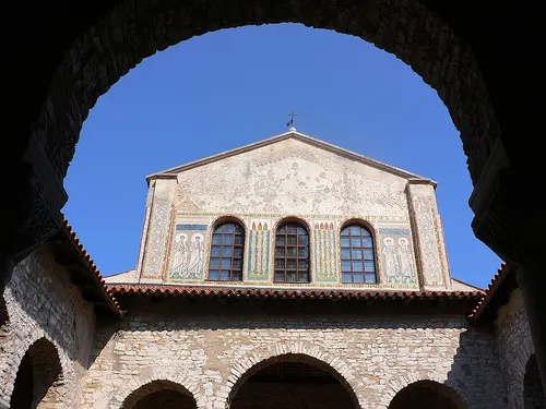 The entrance to the Basilica of Euphrasius in Porec