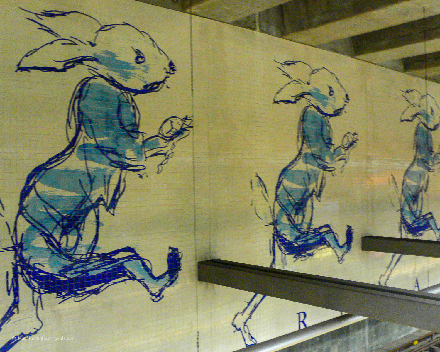 Tiled murals on the metro in Lisbon