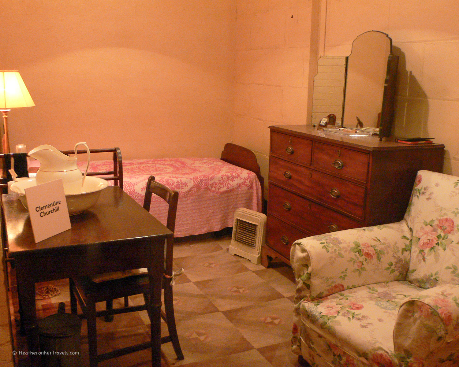 Clementine Churchill's bedroom at Churchill War Rooms
