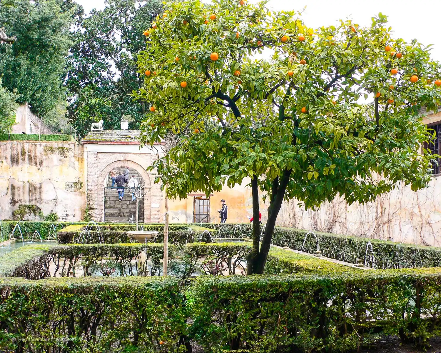 Fountains in the gardens of the Alhambra in Granada
