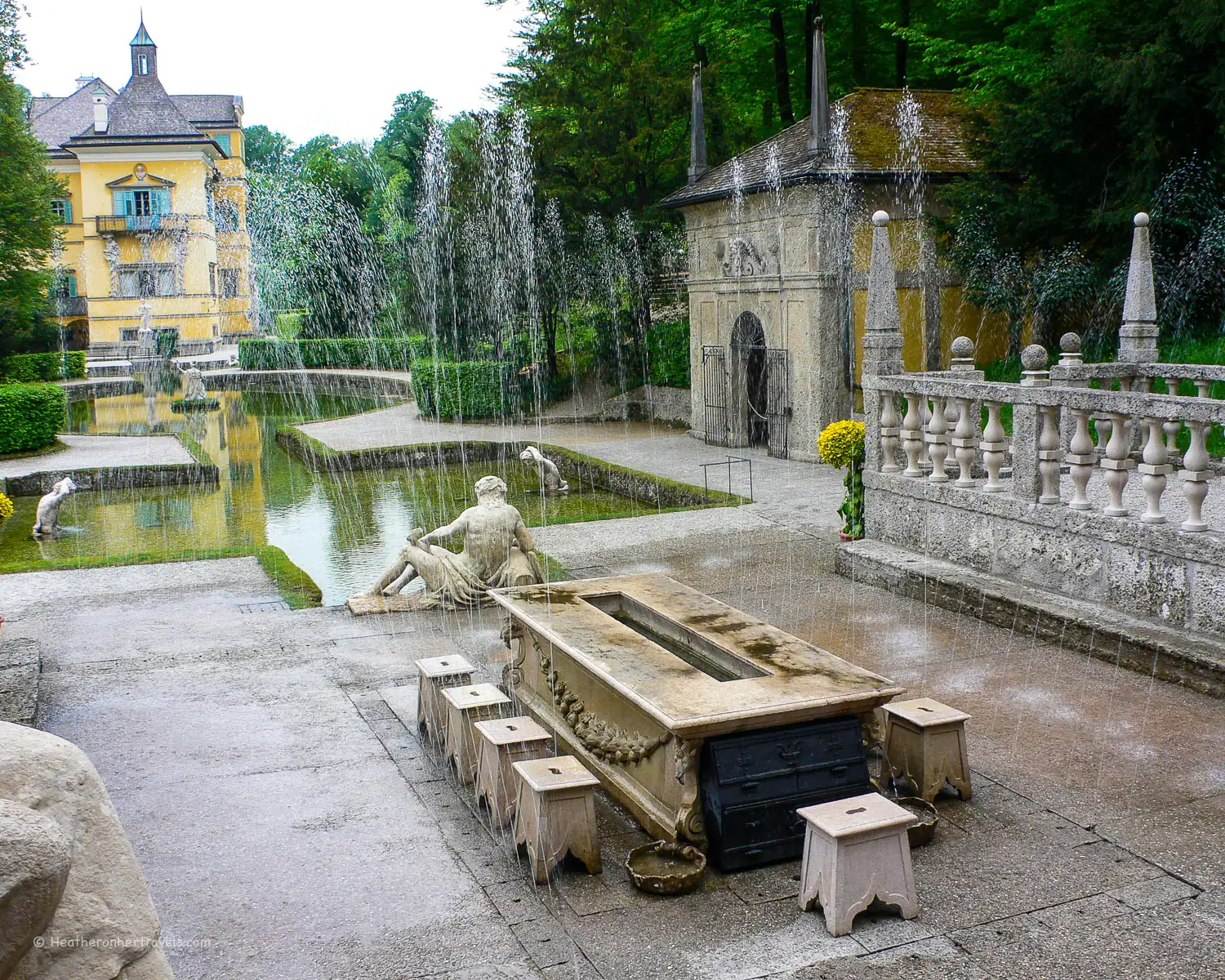 Trick fountains at Hellbrunn in Salzburg