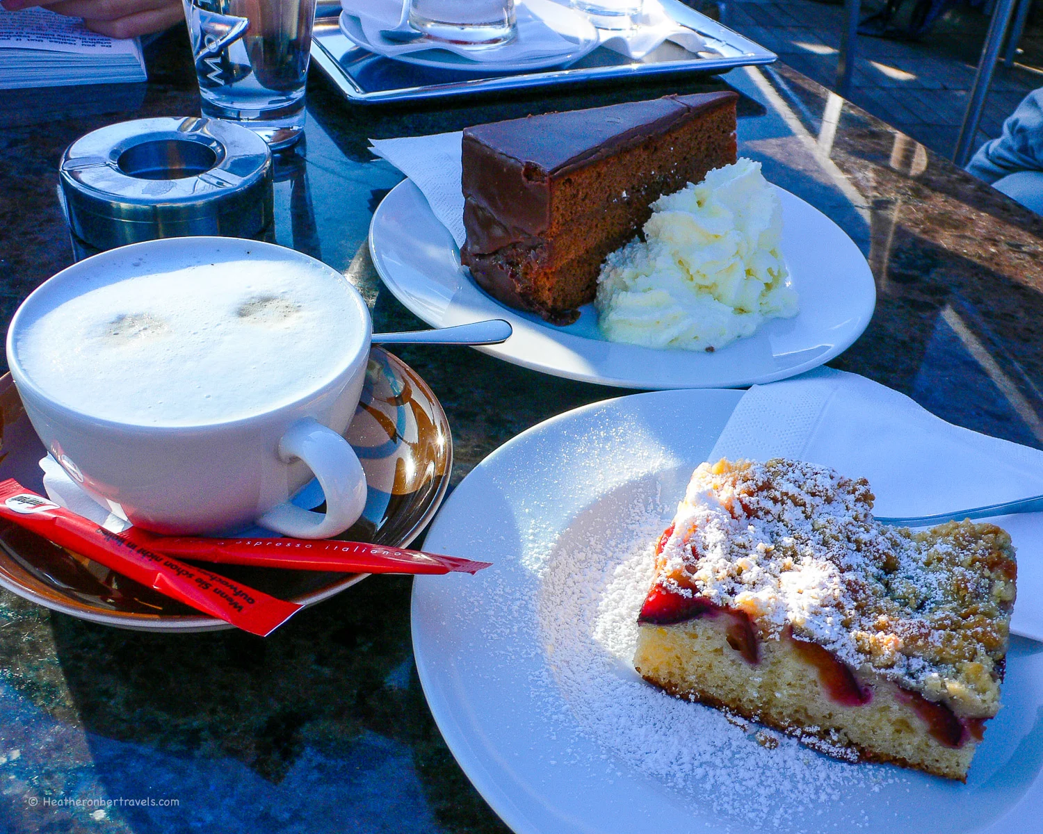 Sacher Torte and Plum strudel at Steinterrasse in Salzburg