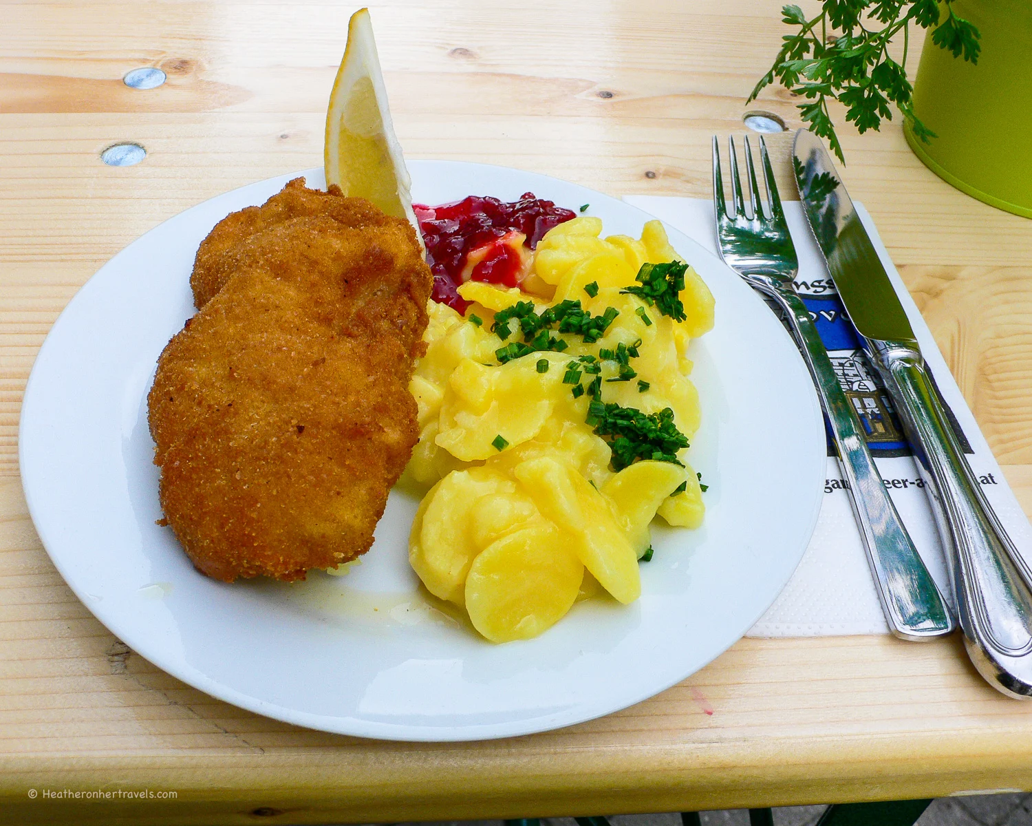 Wiener Schnitzel and potato salad in St Wolfgang