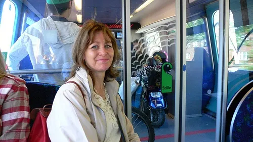Heather on the train in Copenhagen Photo: Heatheronhertravels.com