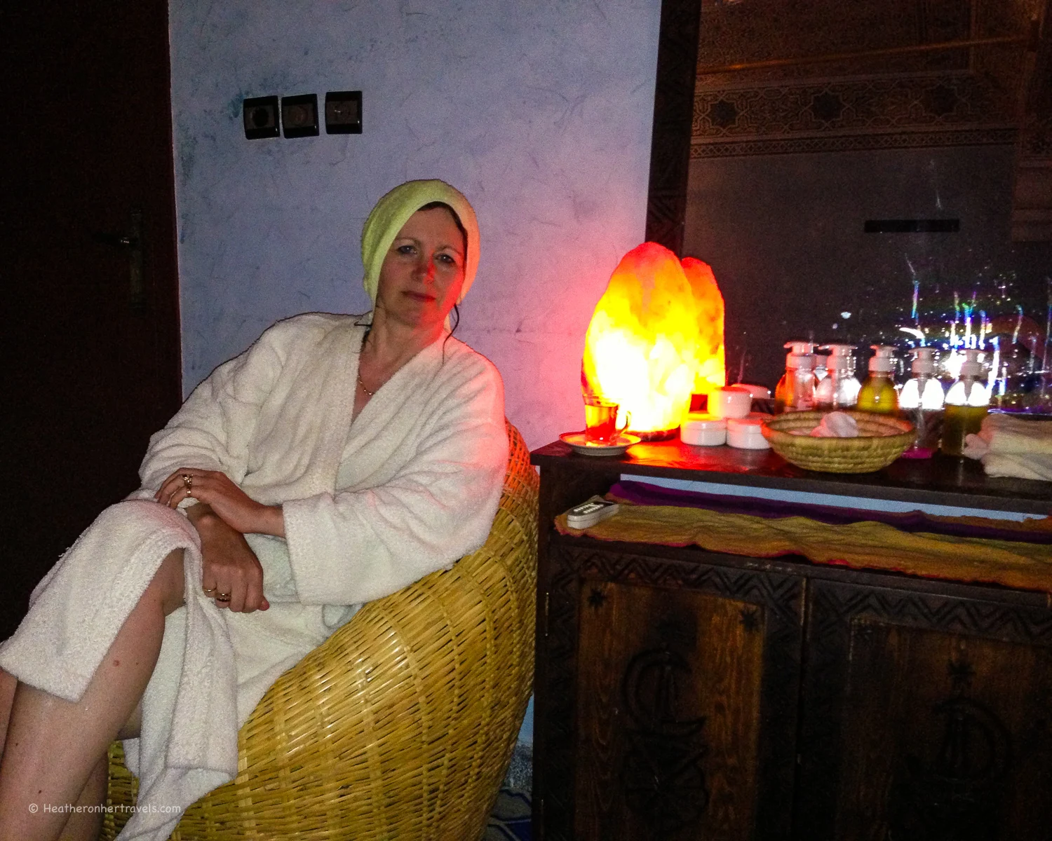 Heather relaxes after visiting the Moroccan Hammam Agadir