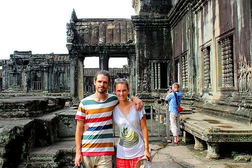 Illia and Nastia at Anghor, Cambodia