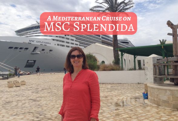 Ready to board MSC Splendida at Tunis wearing my Eileen Fisher linen top