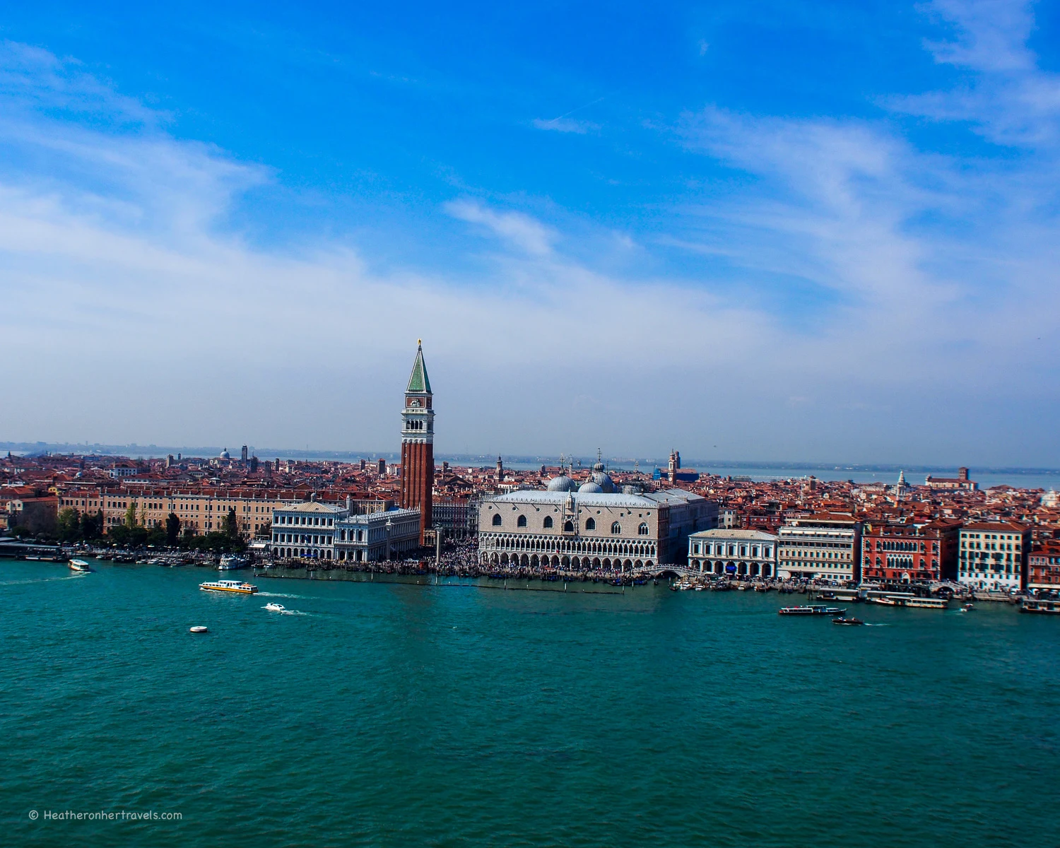 View of San Marco from the bell tower of San Georgio in Venice Photo: Heatheronhertravels.com