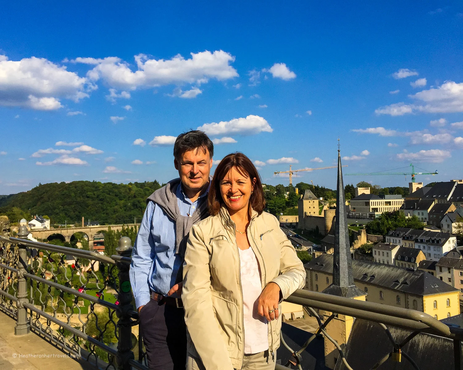 Heather and Guy Overlooking the Petrusse Valley Luxembourg City Photo: Heatheronhertravels.com