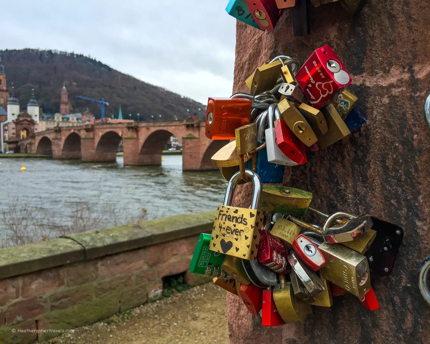Padlocks on the Love stone in Heidelberg