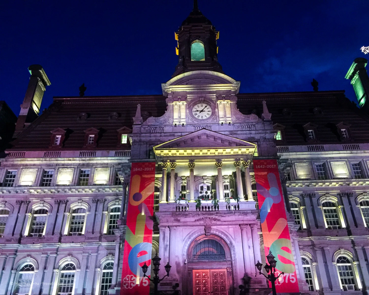Montreal at night in Canada Photo_ Heatheronhertravels.com