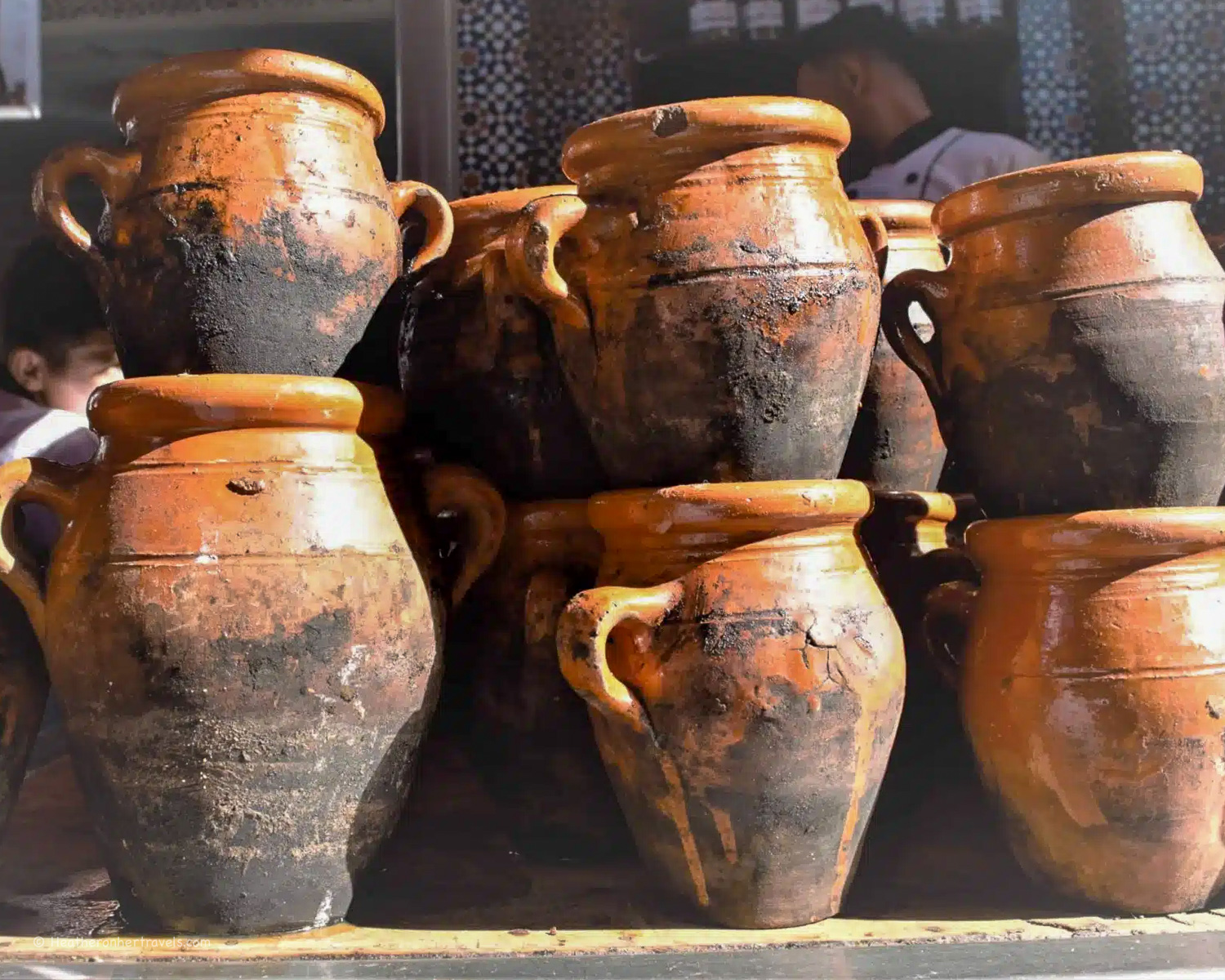 Tangia jars in a Marrakech restaurant