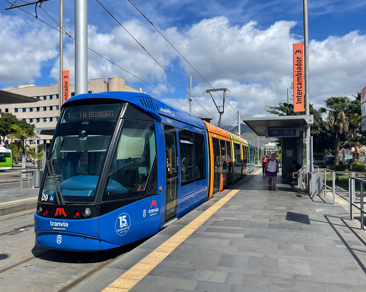 Tram at Intercambio bus station Santa Cruz Tenerife Photo Heatheronhertravels.com