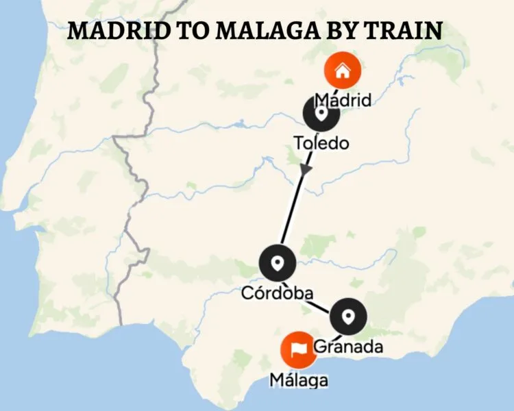 Byway Madrid to Malaga map